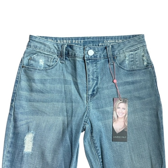 Laurie Felt - Classic Denim Ripped Slim Leg Jeans Size 4  NWT - Picture 5 of 14